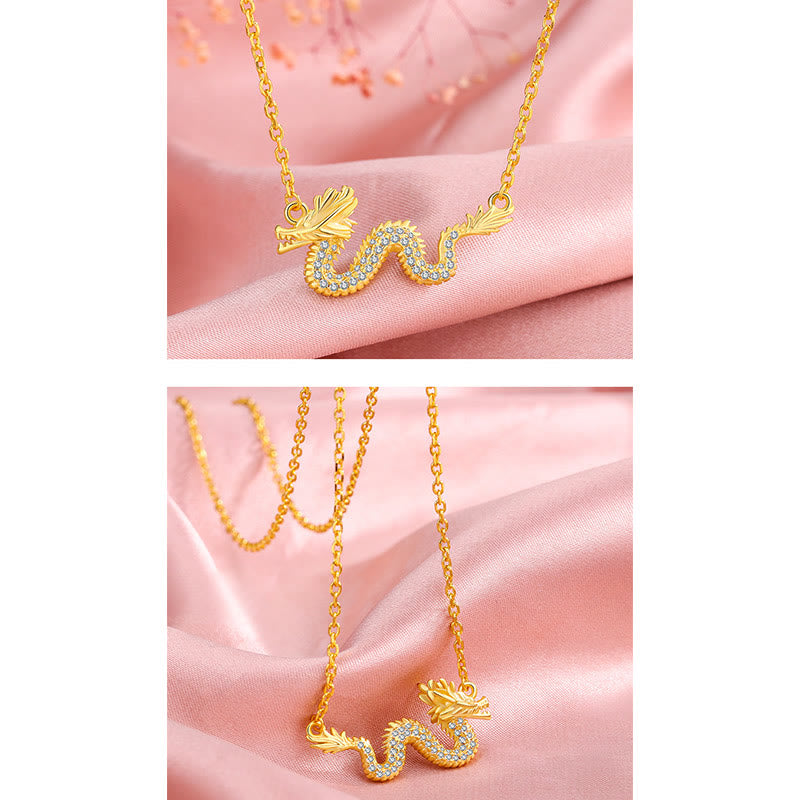 Kette 925er Silber Drachen Jahr Glück gold Zirkonia