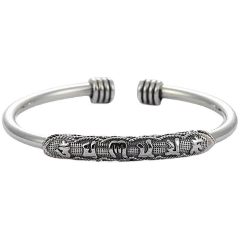 Silbernes Armband Om Mani Padme Hum – Frieden mit Mantra-Gravur elegant.