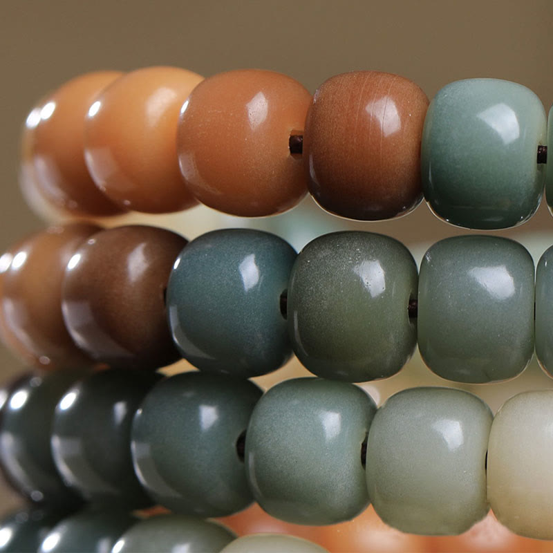 Mala Bodhi Frieden Harmonie Perlen Braun Grün Naturstein Armband.