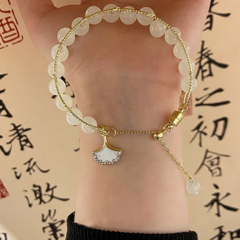 Armband Jade Ginkgo Blatt – Glück