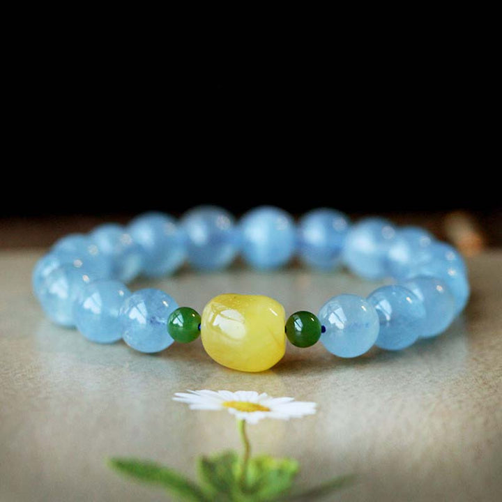 Armband Aquamarin – Heilung & Energie mit gelbem Citrin und grünem Jade