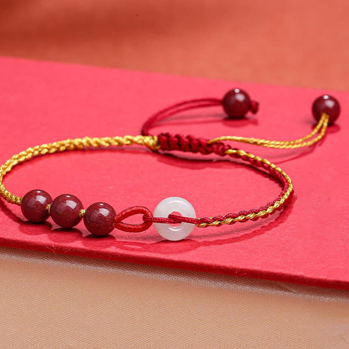 Armband Zinnober Jade Frieden Segen rotes Perlenarmband elastisch tragbar