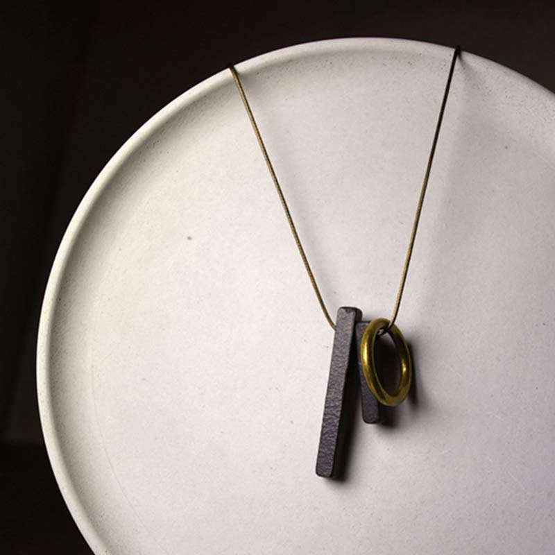 Anhänger Ebenholz Zen Kreis minimalistisch modernes Design Kette