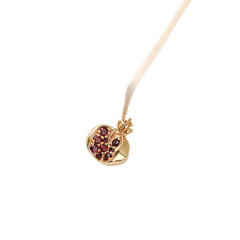Kette Granat Edelstein Granatapfel Anhänger gold