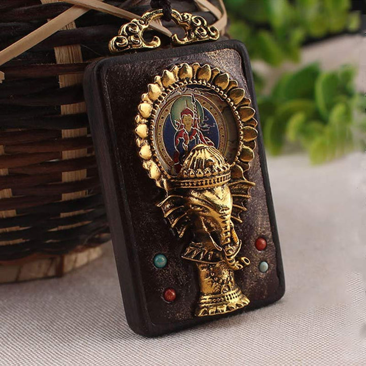 Kette Ebenholz Elefant Ganesha Glück Buddha Anhänger