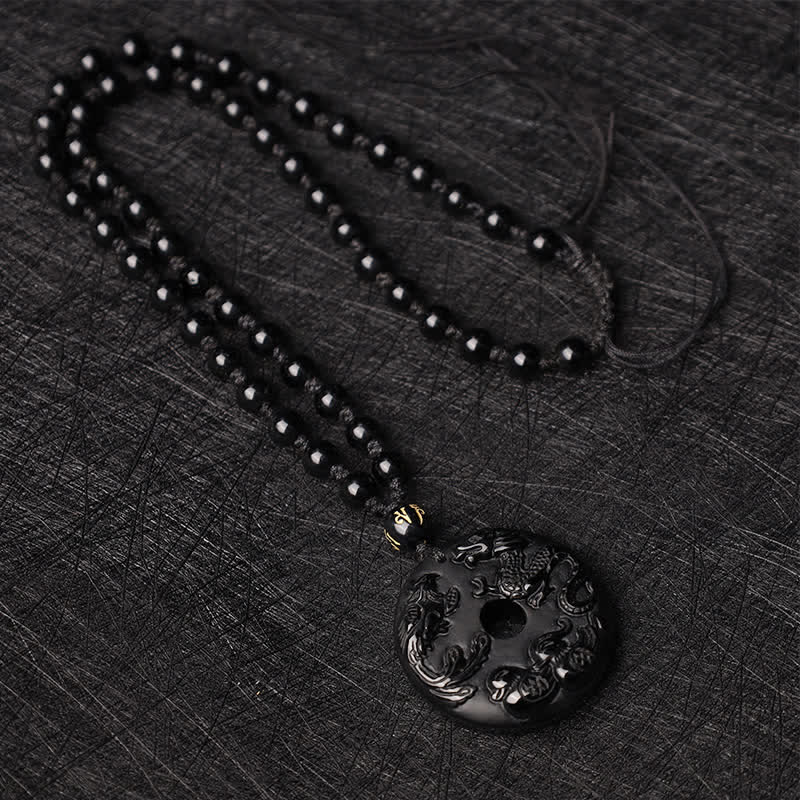 Anhänger Kette Obsidian Drachen Phönix – Schutz