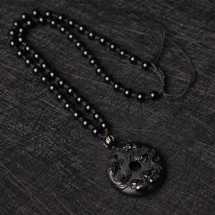 Anhänger Kette Obsidian Drachen Phönix – Schutz