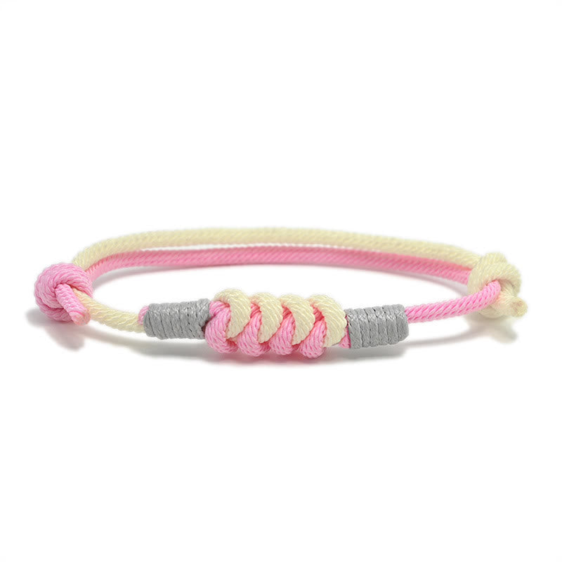 Armband Geflochten Knoten – Stärke rosa creme grau elastisch verstellbar