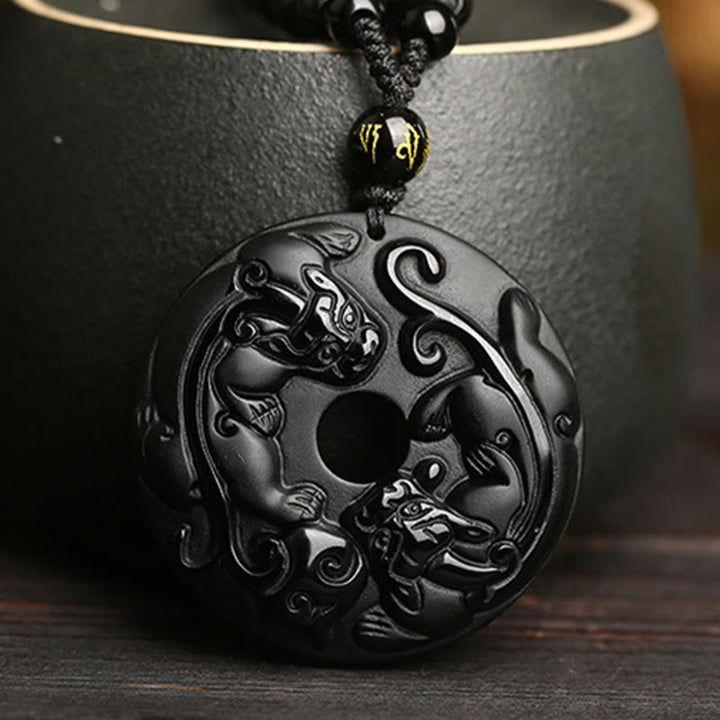 Kette schwarzer Obsidian Pixiu Anhänger Dekoration