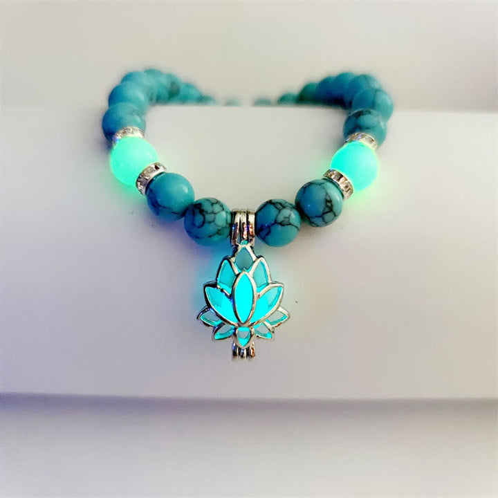 Armband Leuchtstein Türkis Lotus "Schutz"