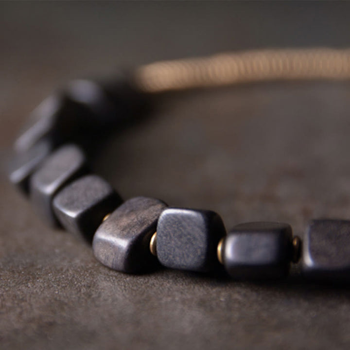 Armband Kupfer Ebenholz – Frieden schwarze Perlen Naturstein elastisch