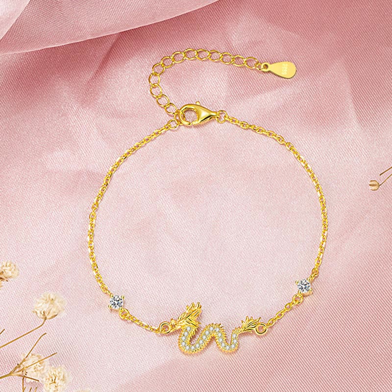 Armband 925 Sterling Silber Drache Rot Kordel Glücksbringer