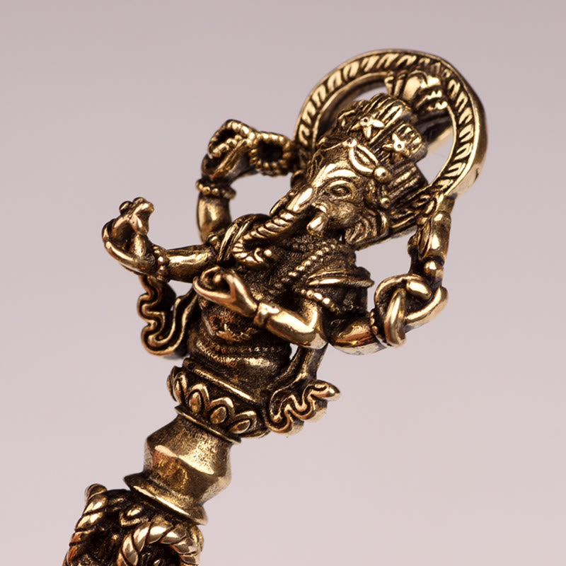 Kette Tibetsteine Ganesha Vajra Wohlstand Bronze Anhänger