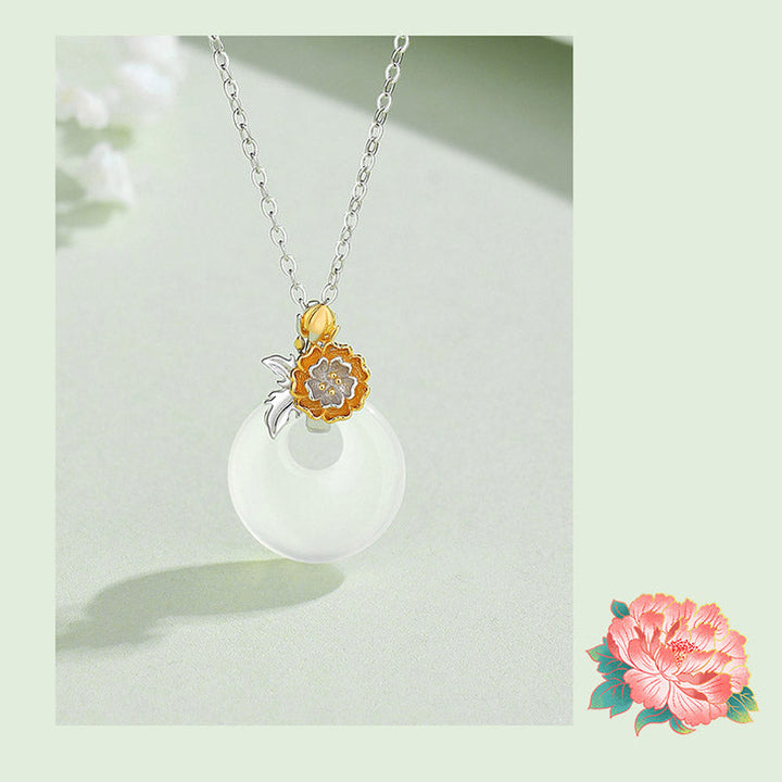 Kette Chalcedon Blüten Harmonie Anhänger Eleganz