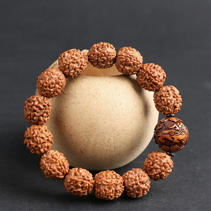 Armband Kupfer Bodhi Pixiu Glück Wohlstand elastisch Naturstein braun