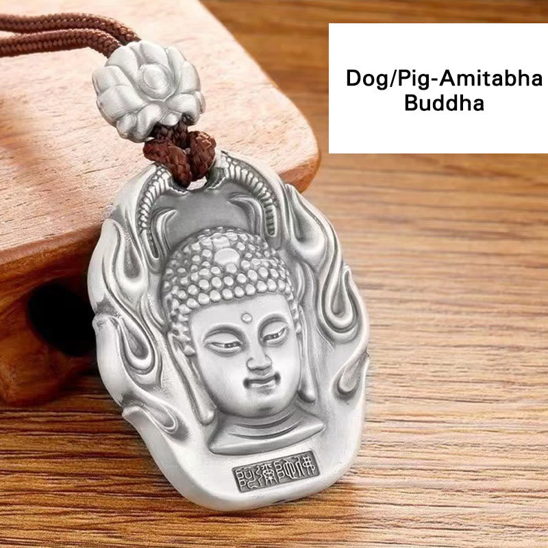 Buddha Kette Getragen Hals Silber Anhänger