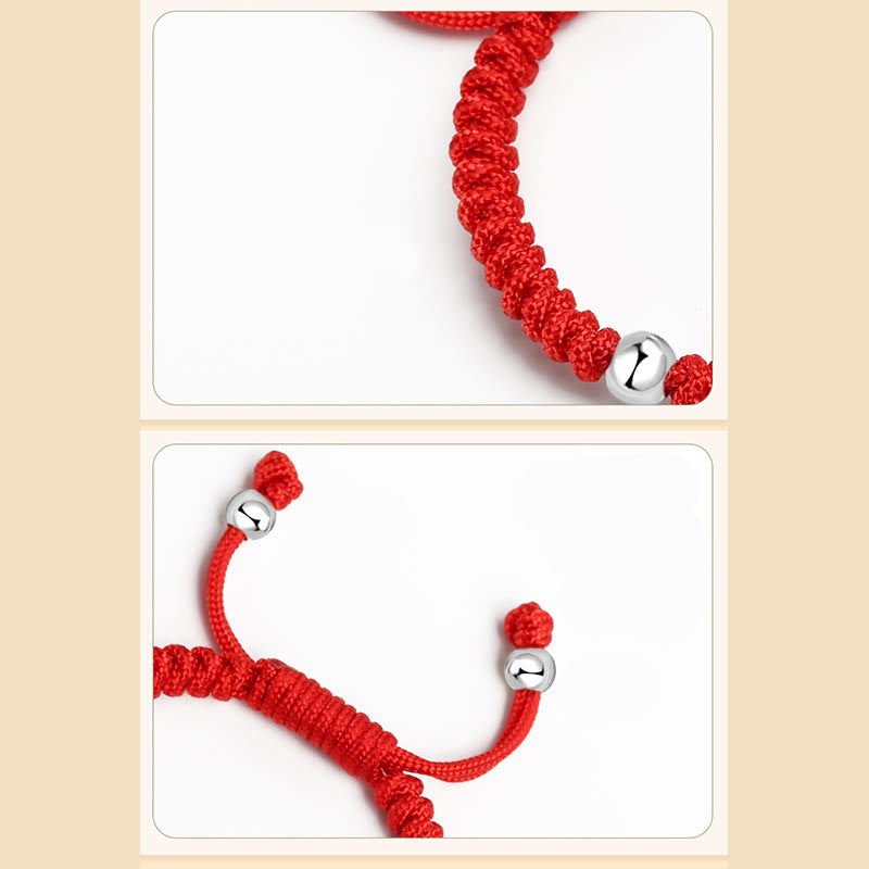 Rotes Armband 925 Silber – Stärke mit Kugelperlen elastisch getragen