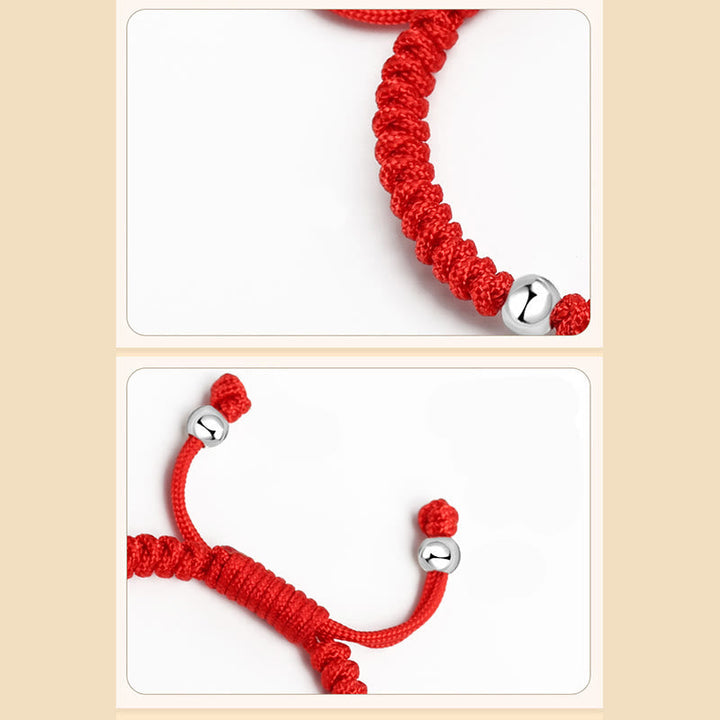 Rotes Armband 925 Silber – Stärke mit Kugelperlen elastisch getragen