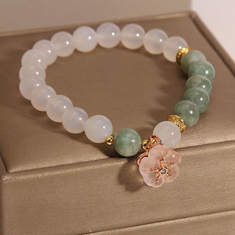 Armband Achat Jade Schutz Glück Energie Naturstein elastisch rosa grün weiß