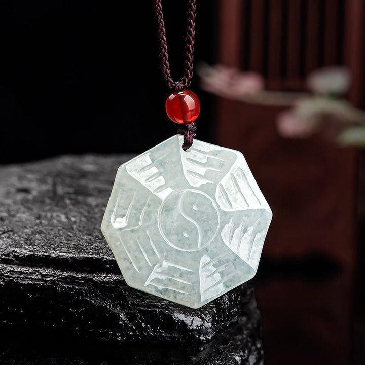 Kette Jade Yin Yang Bagua Natur Glück