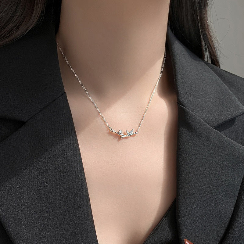 Kette Silber Zweig Blätter Harmonie