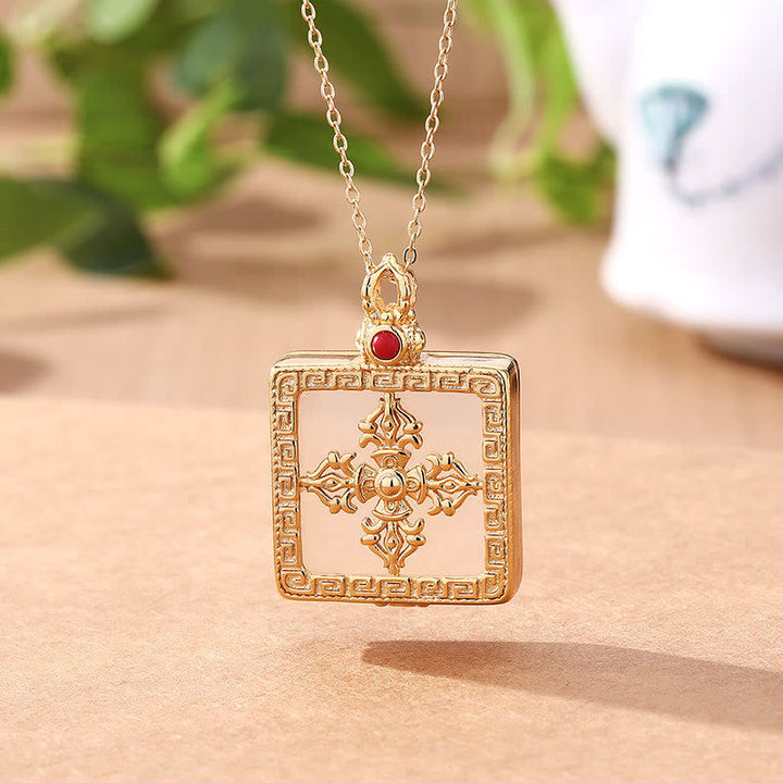Anhänger Kette Gold Schutz Glas Stein