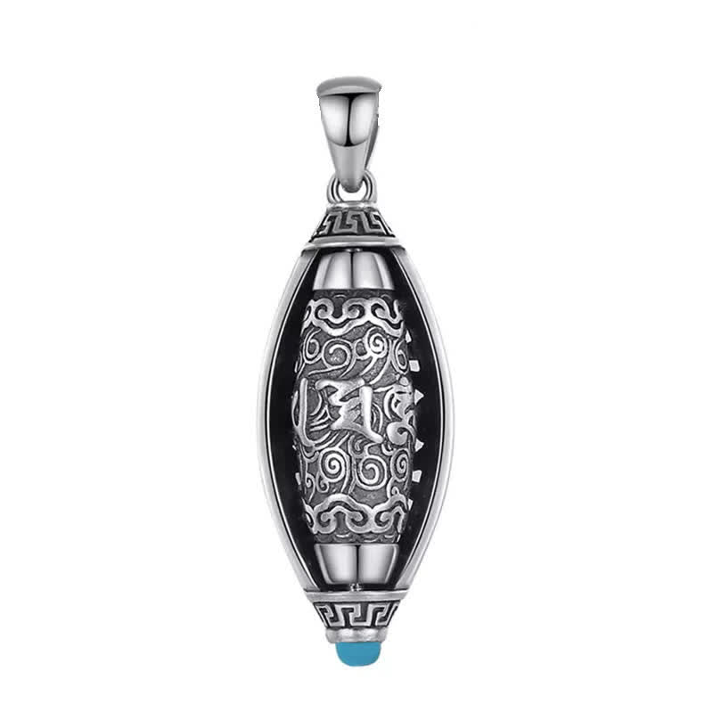 Silber Tibet Om Mani Padme Hum Anhänger mit Türkis Stein