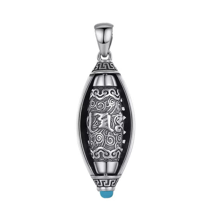 Silber Tibet Om Mani Padme Hum Anhänger mit Türkis Stein