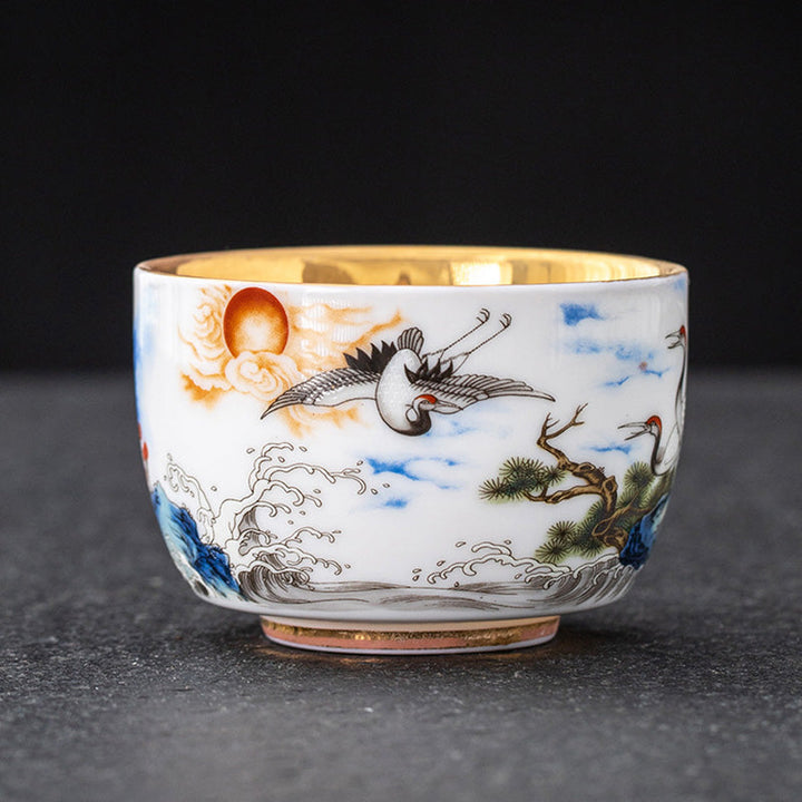 Teetasse Mit Goldrand Drache Phönix 170ml Kranich
