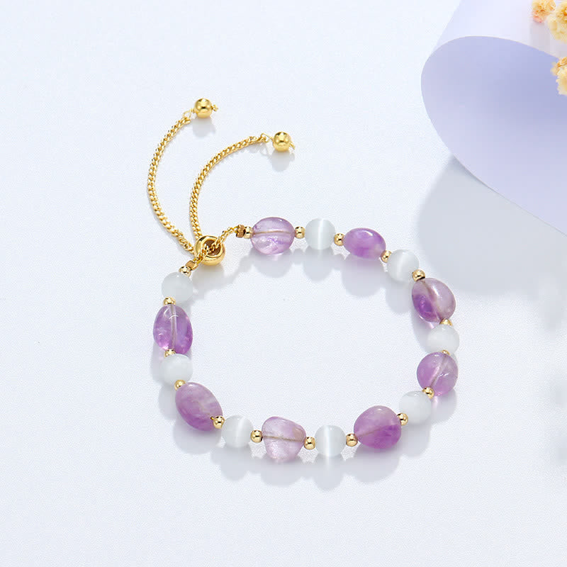 Armband Amethyst Kristall – Harmonie lila Naturstein golden verarbeitet elegant