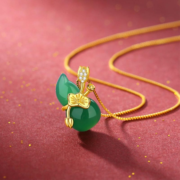 Kette Cyan Jade Kürbis Lotus Fülle Gold