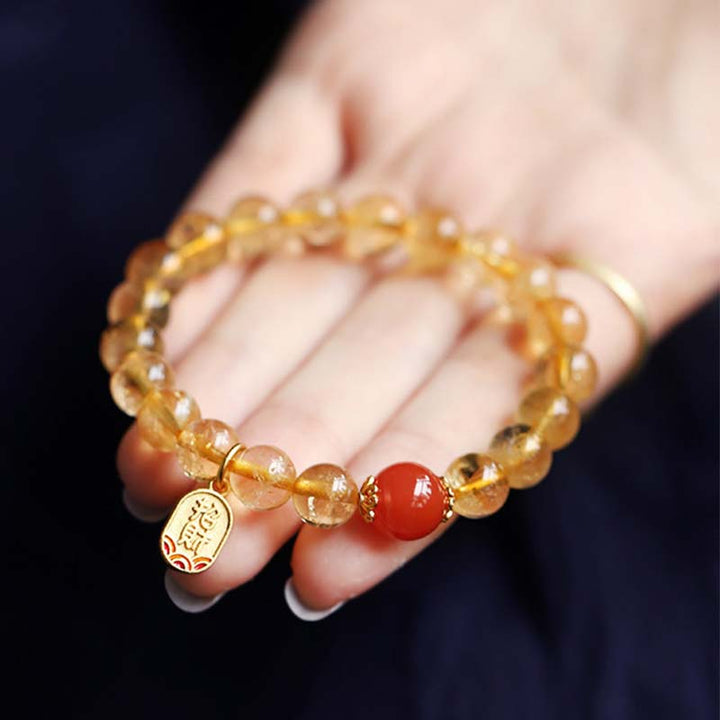 Armband Roter Achat Citrin – Glück am Handgelenk getragen elegant glänzend