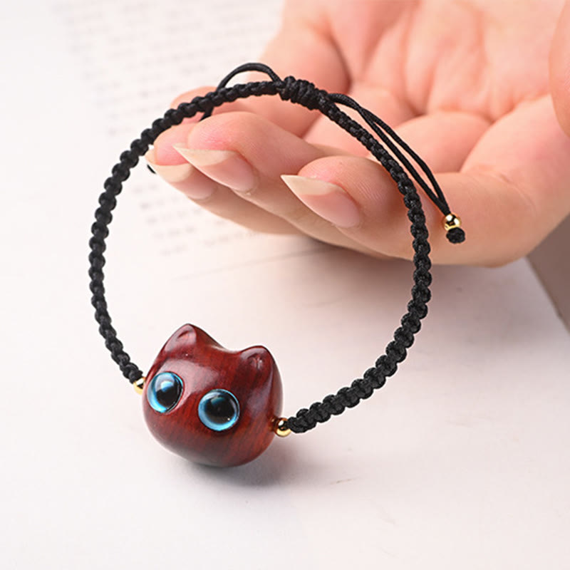 Armband Sandelholz Ebenholz Katze – Schutz & Ruhe