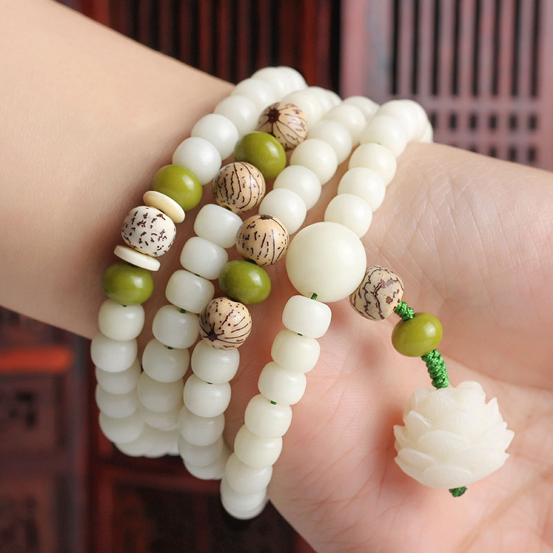 Armband Weißer Jade Lotus Mala "Harmonie"
