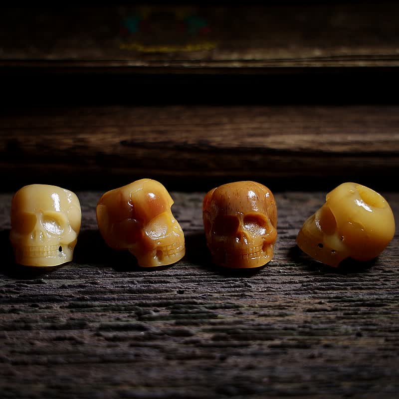 Kamelknochen Totenkopf Schnitzerei Tibet Schutz Perlen