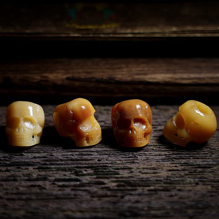 Kamelknochen Totenkopf Schnitzerei Tibet Schutz Perlen