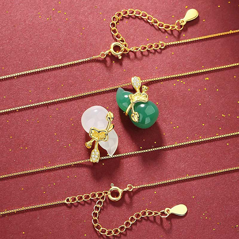 Kette Cyan Jade Kürbis Lotus Fülle Gold