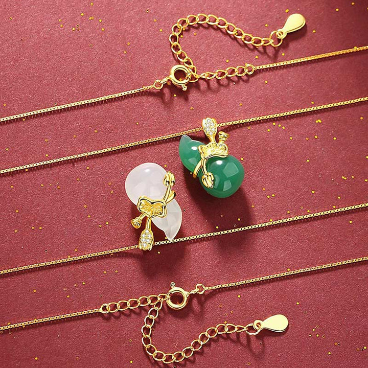 Kette Cyan Jade Kürbis Lotus Fülle Gold