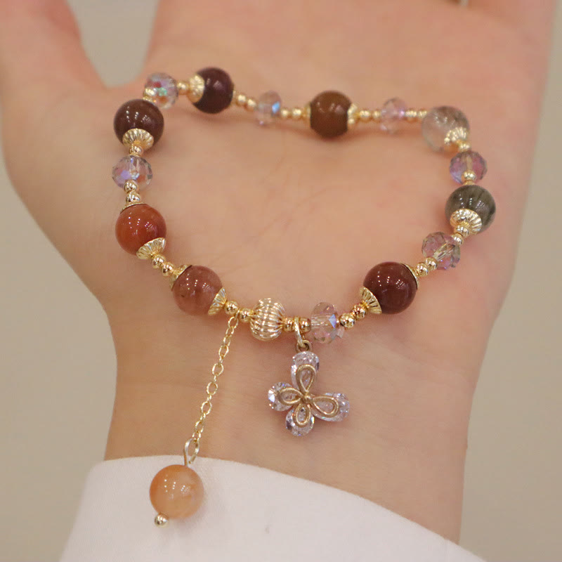 Armband Kristall Schmetterling – Wohlstand braun Perlen elastisch Handgelenk