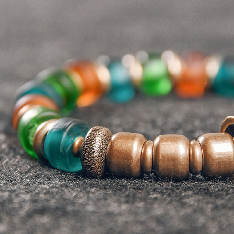 Armband Kupfer Colorful – Wohlstand mit bunten Perlen Natursteinen elastisch