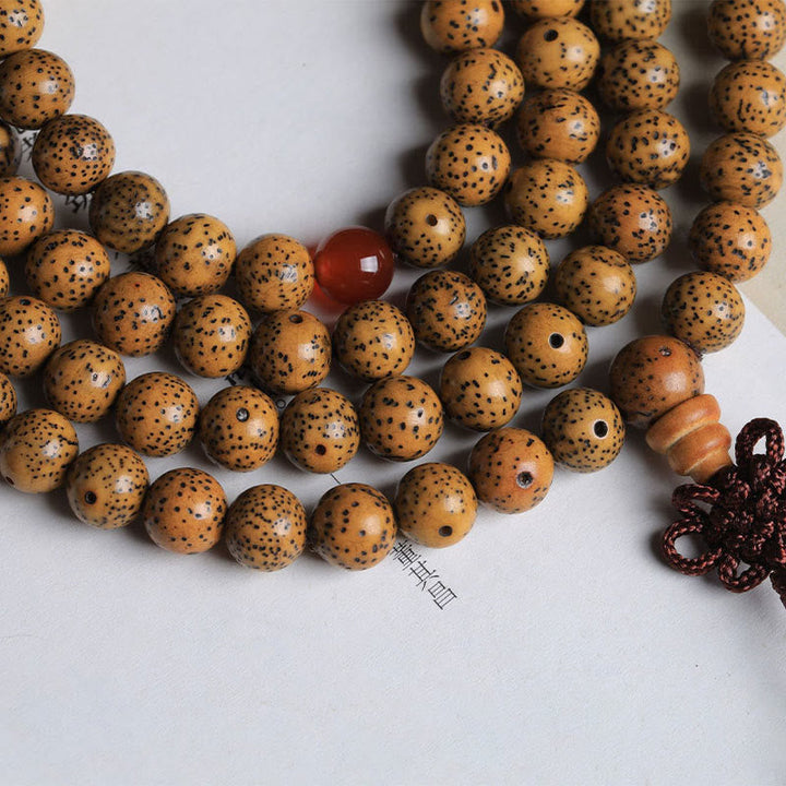 Mala 108 Perlen Bodhi Roter Achat Halskette Meditation Schmuck