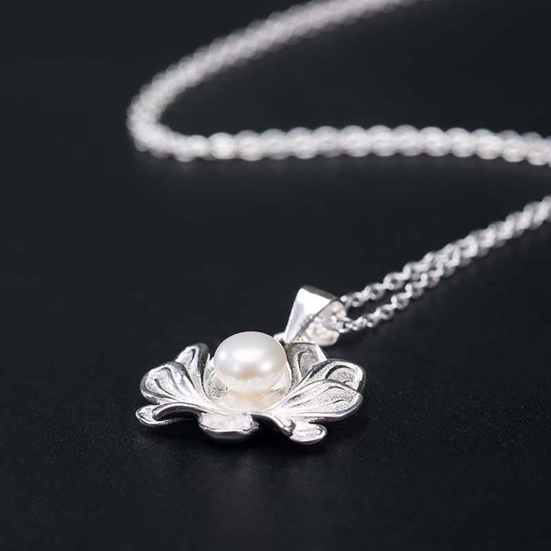 Kette Sterling-Silber Lotus Perle Wohlstand Anhänger