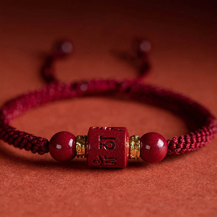 Armband Zinnober Rot - Mantra Gravur Geflochten