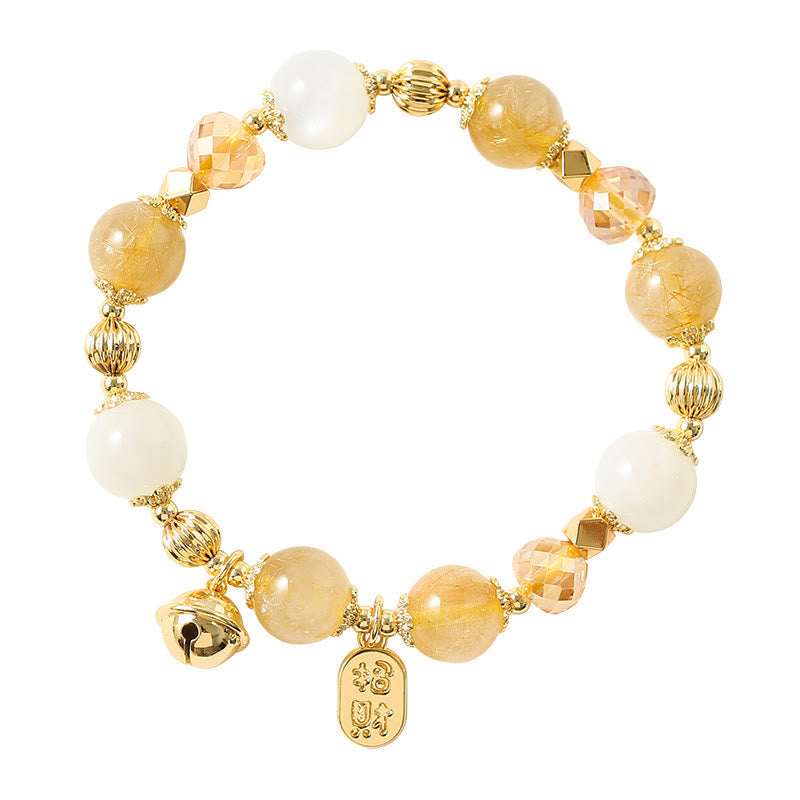 Armband – Glück & Wohlstand & Segen mit goldenen Perlen und Citrin Steinen
