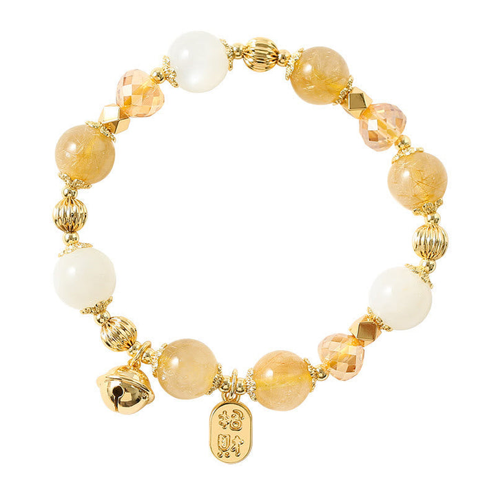 Armband – Glück & Wohlstand & Segen mit goldenen Perlen und Citrin Steinen