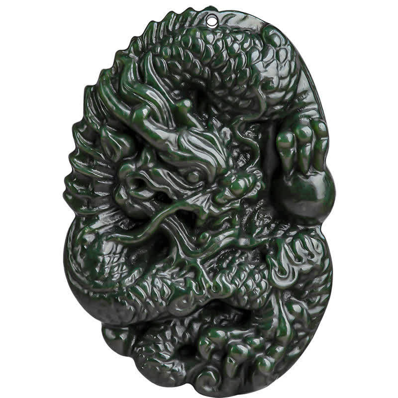 Anhänger Kette Cyan Jade Drachen Harmonie Naturstein