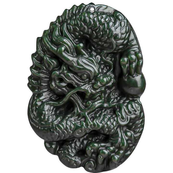 Anhänger Kette Cyan Jade Drachen Harmonie Naturstein