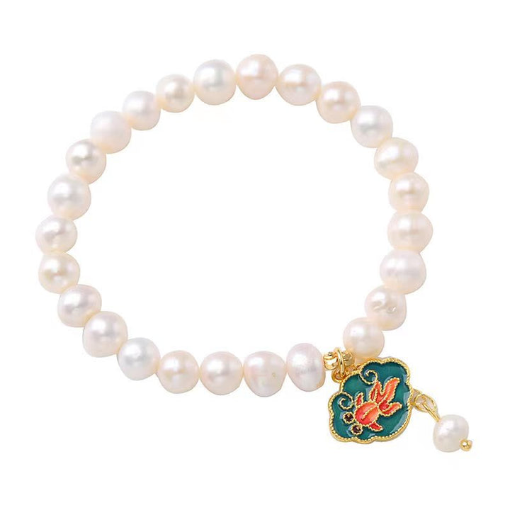 Armband Perle Koi Fisch Gold Charm Süßwasser elegant Schmuck