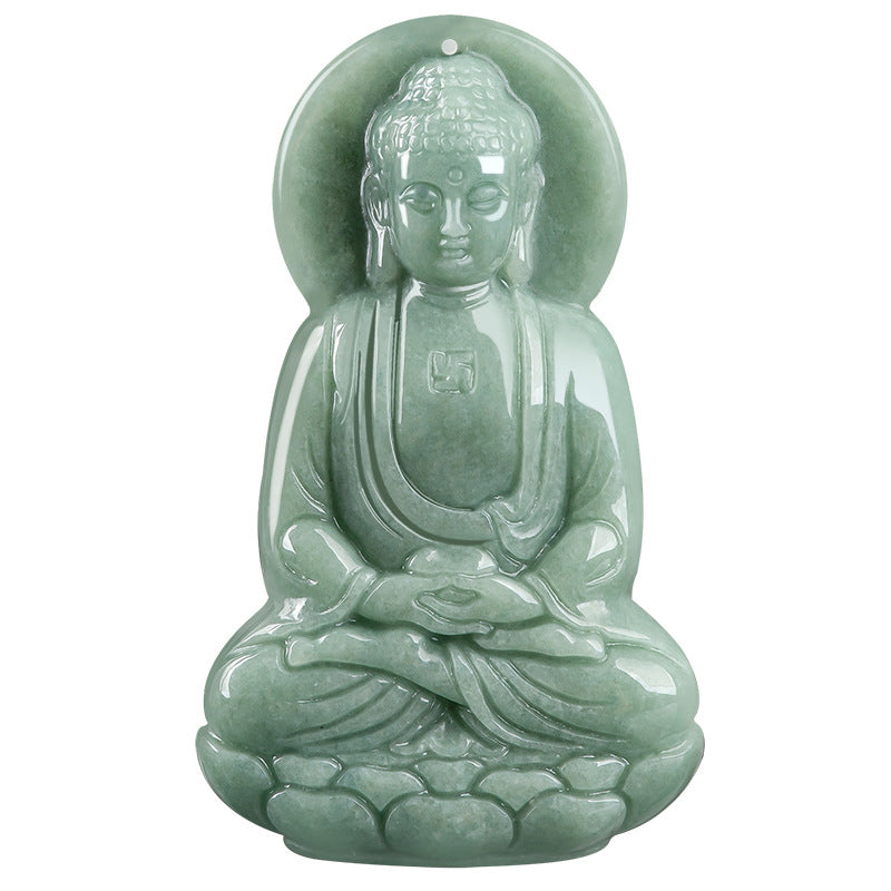 Anhänger Kette Jade Amitabha Buddha Mitgefühl grün