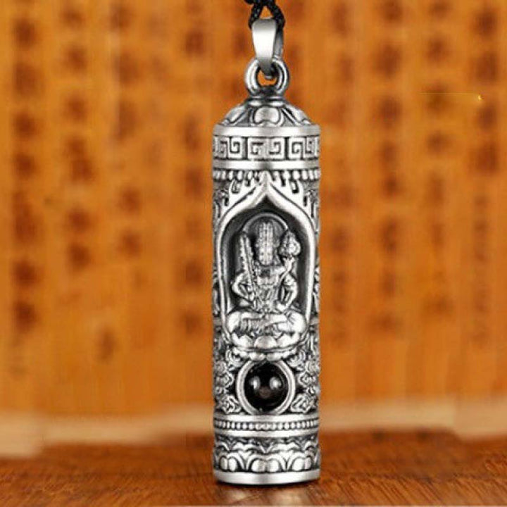 Kette Kristall Tierkreis-Buddha Wohlstand Silber Anhänger